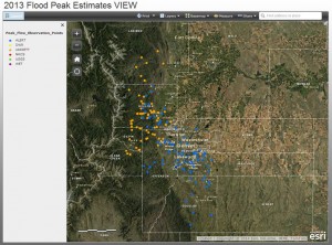 ESRI webmap tool for finding peak flow estimates from floods of September 9-15, 2013